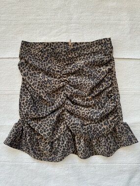 Zara Leopard Print Ruffle Mini Skirt - Brown and Black
